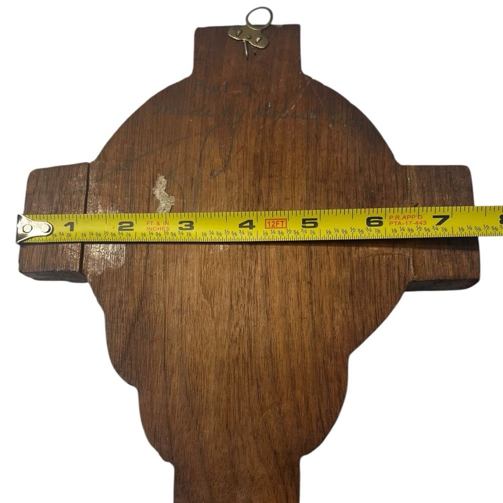 Vintage Carved Wood Jesus Wall Cross Crown of Thorns Religious Wall Plaque Art - Picture 5 of 11
